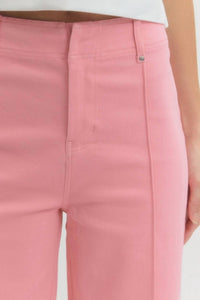 Entro - Solid High Rise Wide Leg Pants