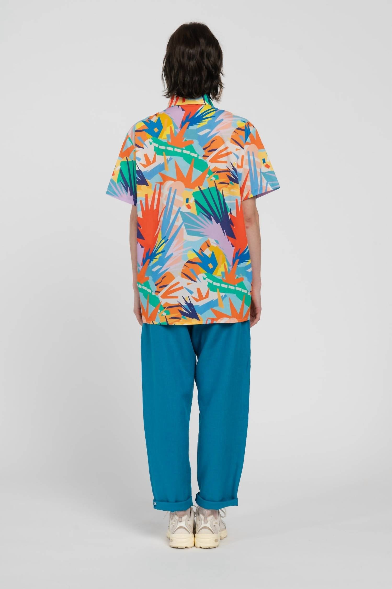 LĀU Peppe Printed Cotton Shirt in macarena luzi - women's shirt - detail view