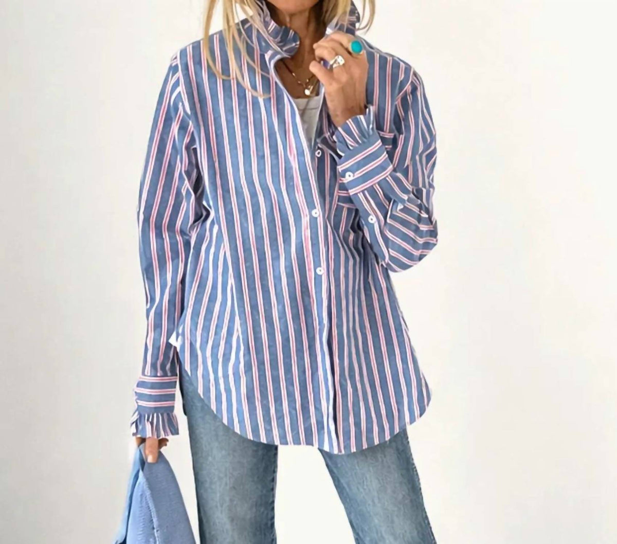 Kerri Rosenthal - Mia Ruffle Striped Shirt