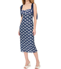 Free People Printed Got Glam Slip Dress in navy combo - women's dress - detail view