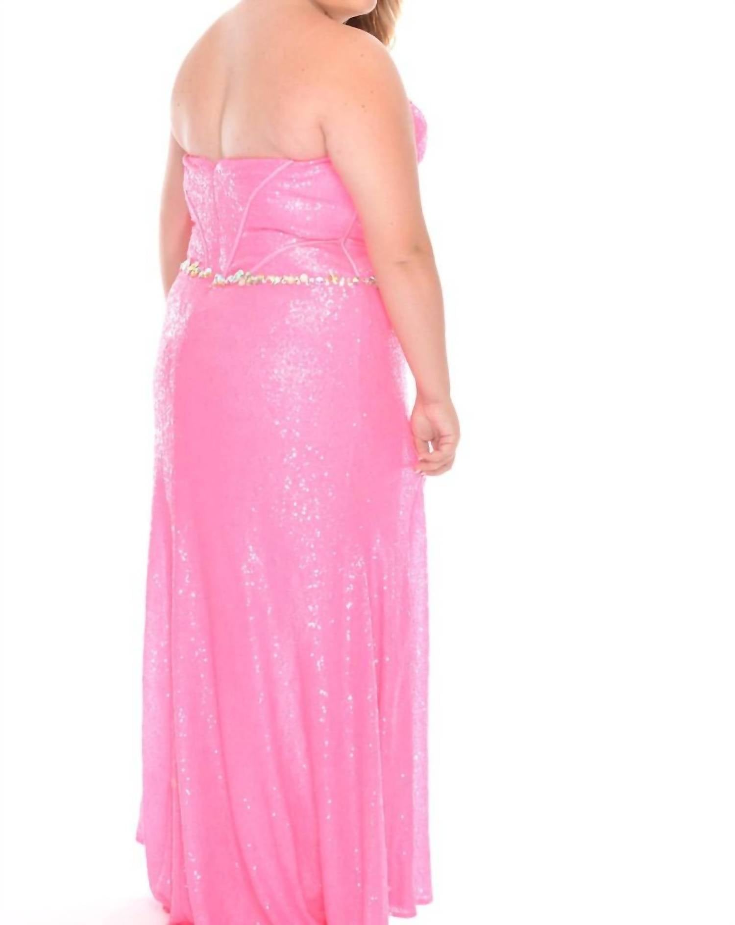 Precious Formals - Fully Sequin Long Mermaid Gown With Slit