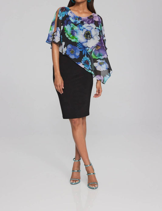 Joseph Ribkoff - Floral Asymmetrical Sheath Dress