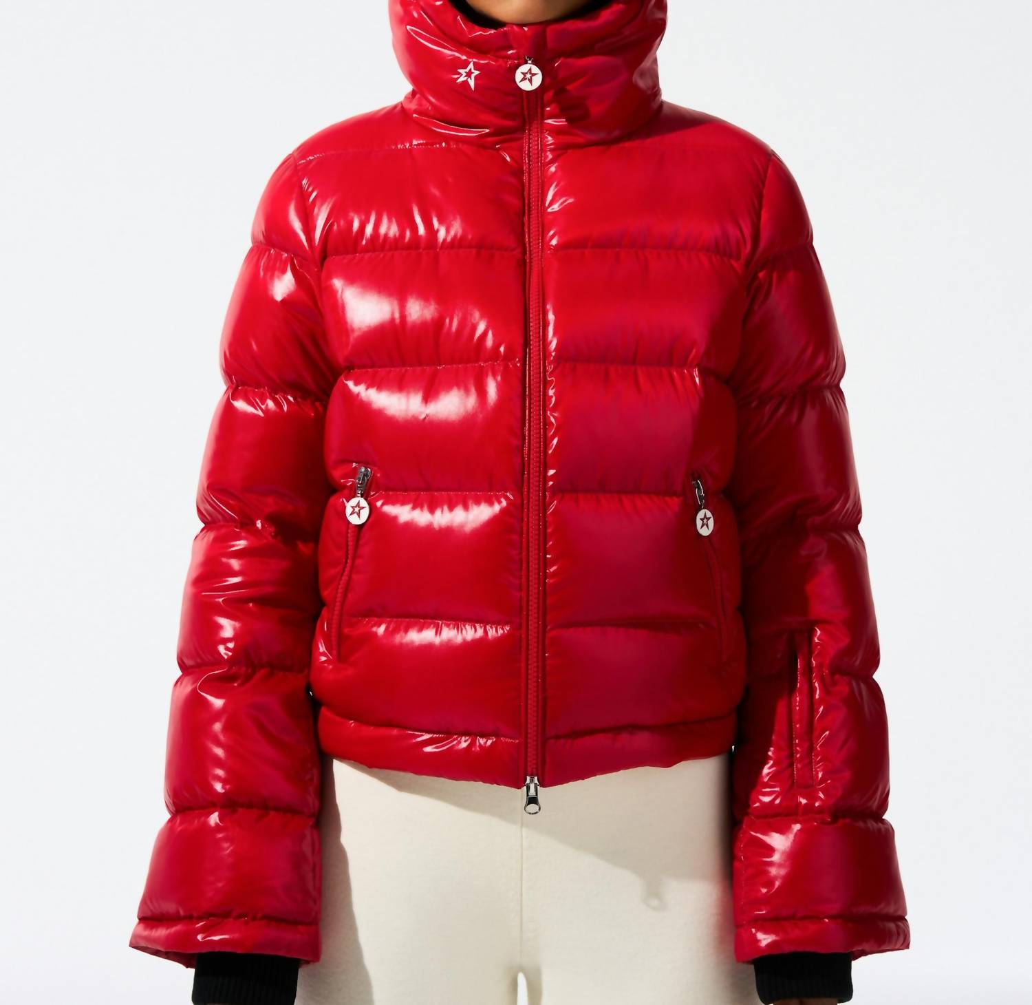 Perfect Moment Polar Flare Ski Jacket in red - women's jacket - detail view