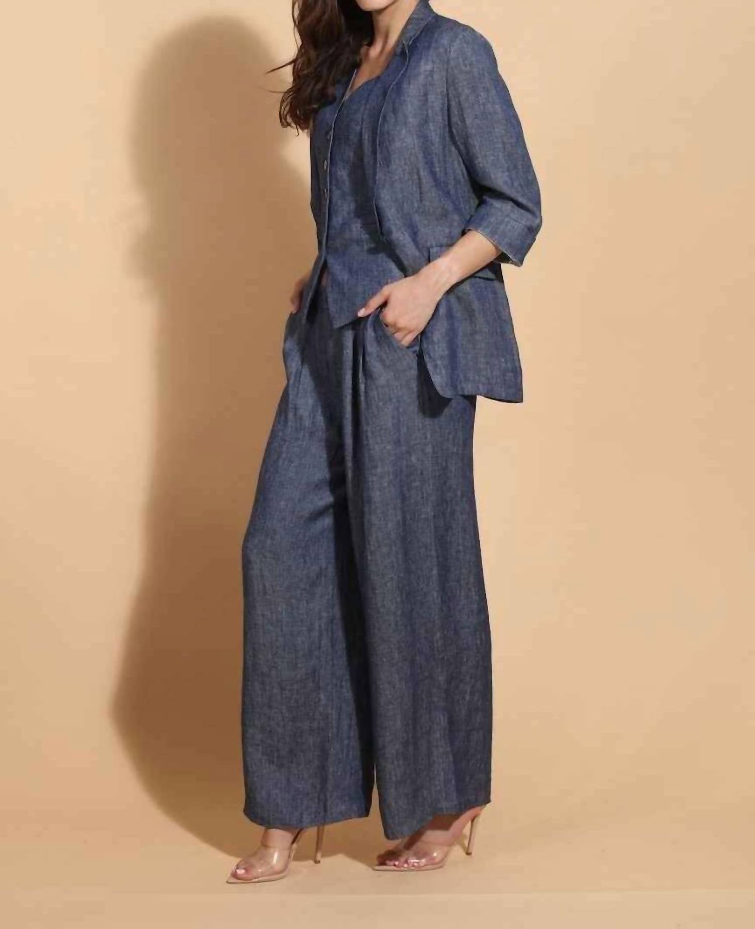 Jessie Liu - Linen Twill Wide Leg Pants