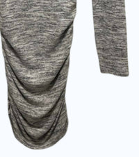 bobi Women's Ruched Long Sleeve Dress in heather grey - women's dress - detail view