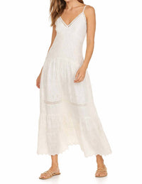 LoveShackFancy Weston Silk Dress in white ivory - women's dress