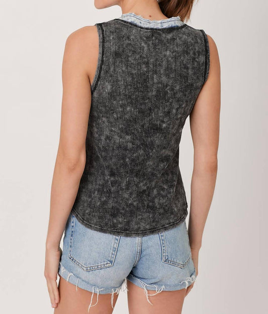 Mystree - Washed Thermal Sleeveless Henley Top