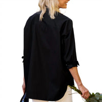 Frank & Eileen Women's Victoria Dress Shirt in black - women's shirt - detail view