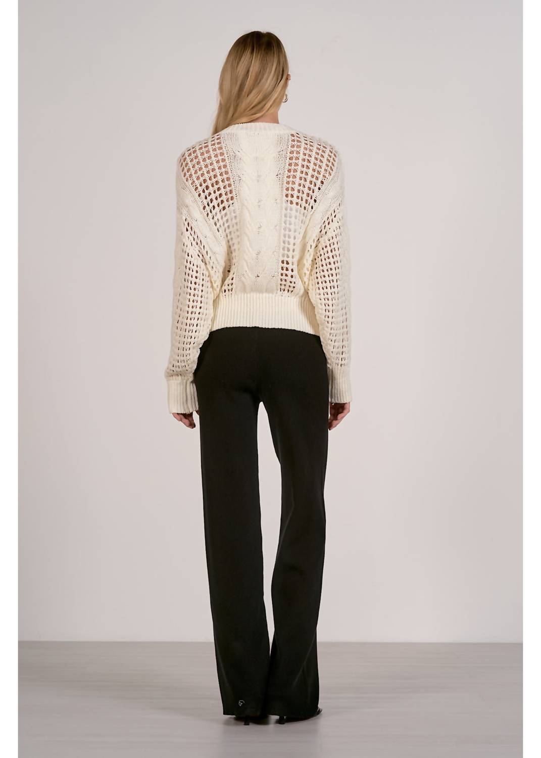 Elan - Open Knit Crewneck Sweater