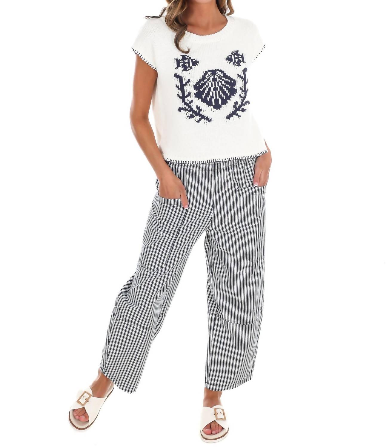 Blu Pepper - Women's Seaside Stitch Sweater