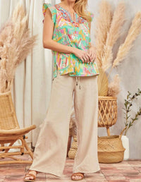 Andree By Unit - Fluttering Charm Split-neck Top