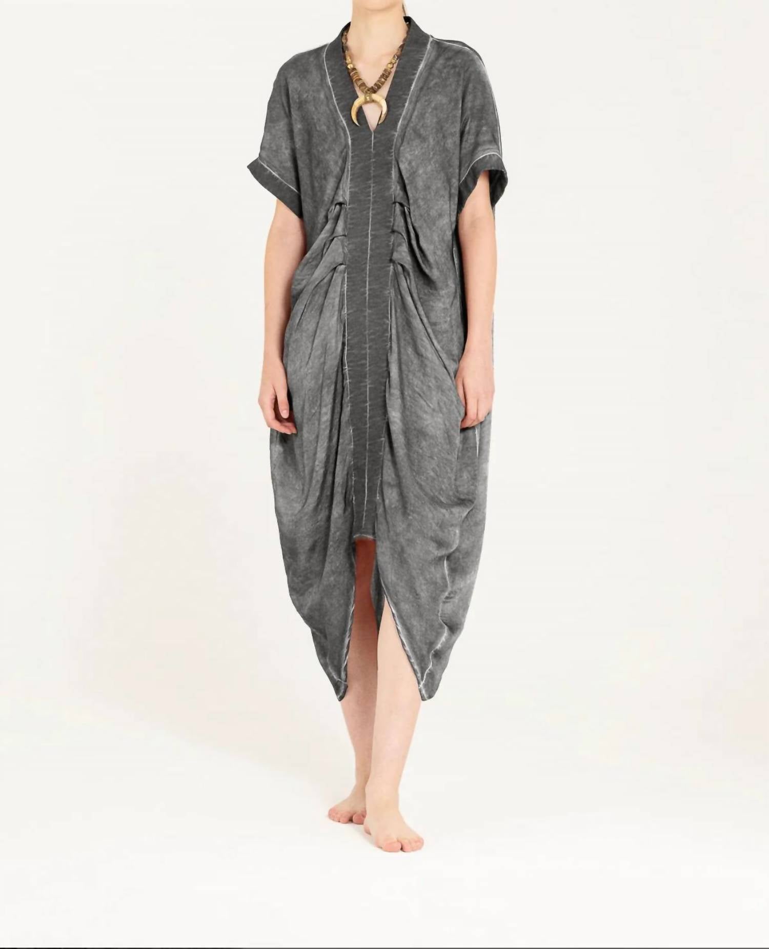 Sanctamuerte - Ruched Tunic Midi Dress