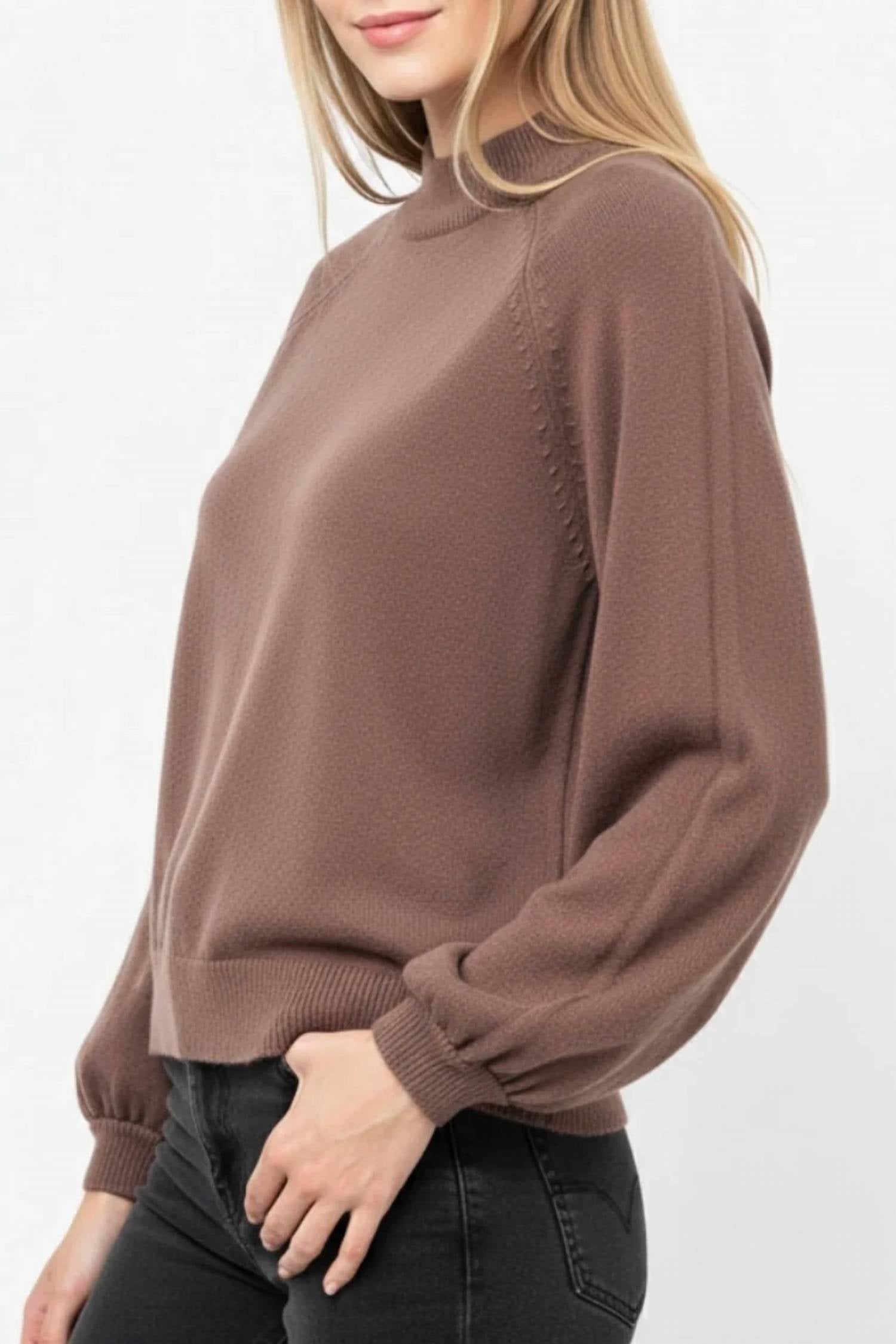 Q2 - Relaxed Style Jumper Sweater With Balloon Sleeve