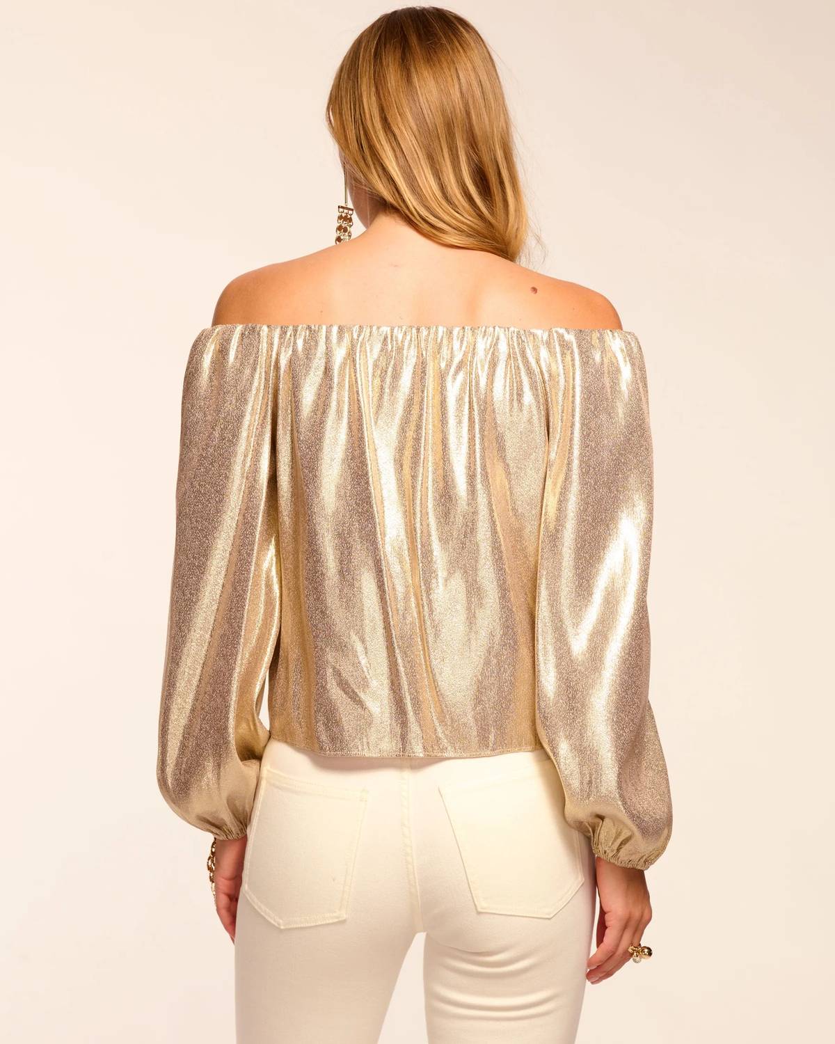 Ramy Brook - Esther Silk Lamé Off-the-shoulder Blouse