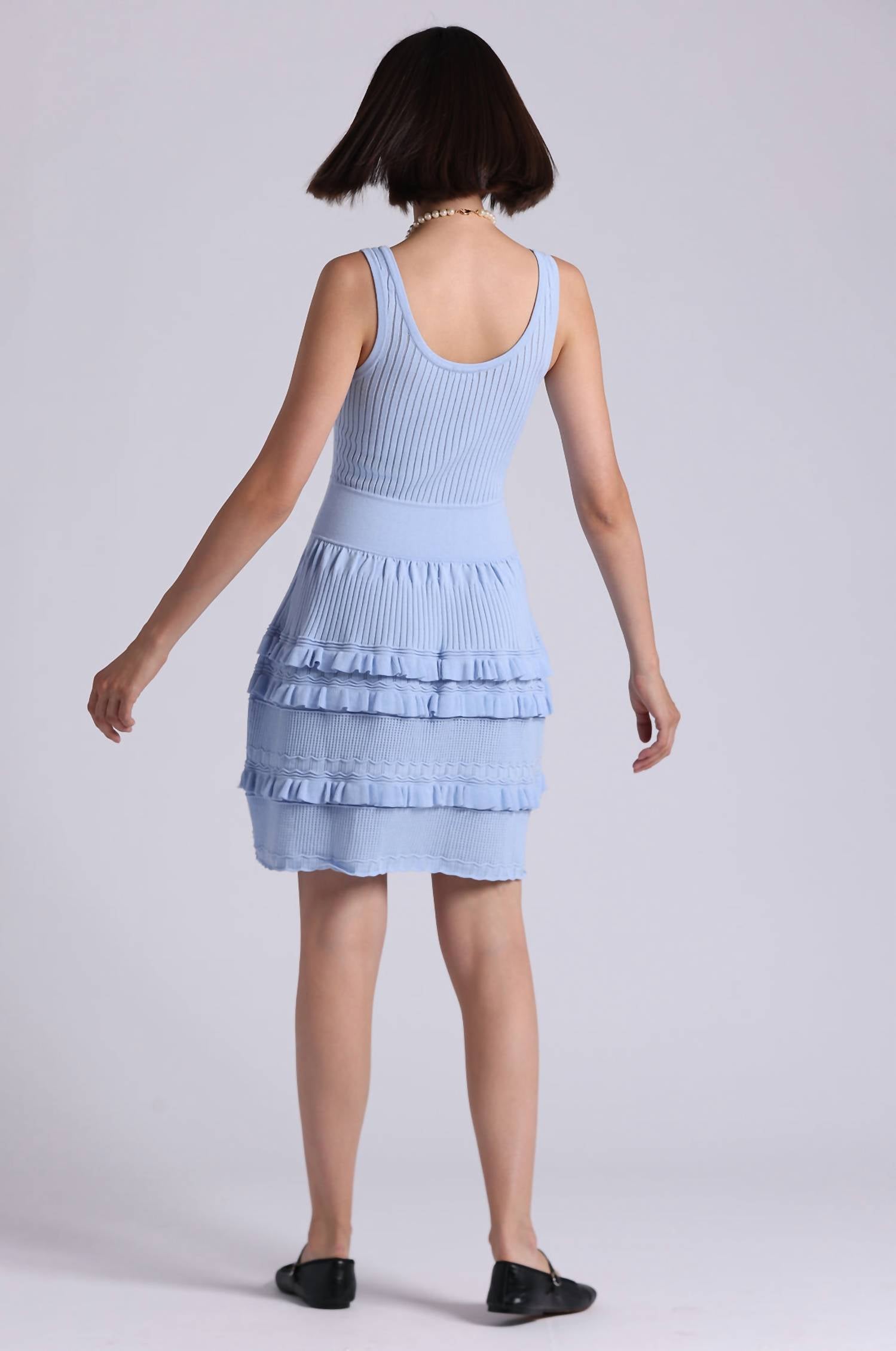Minnie Rose - Viscose Pointelle Ruffle Sleeveless Dress