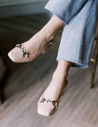 NeroGiardini Women's Patent Slingback Sandal in nude - women's sandal - detail view