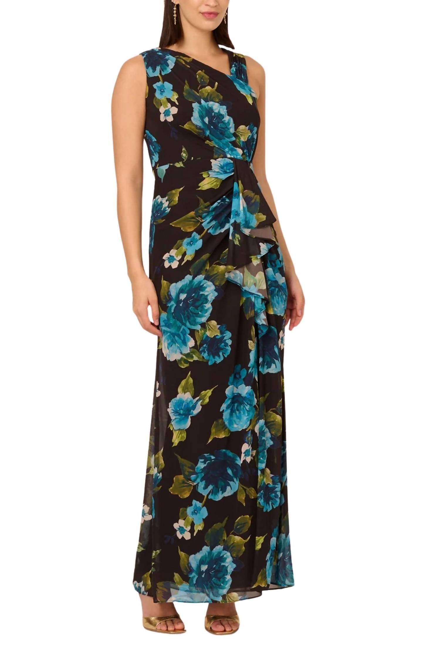 Adrianna Papell - Floral Print Chiffon Sleeveless Dress