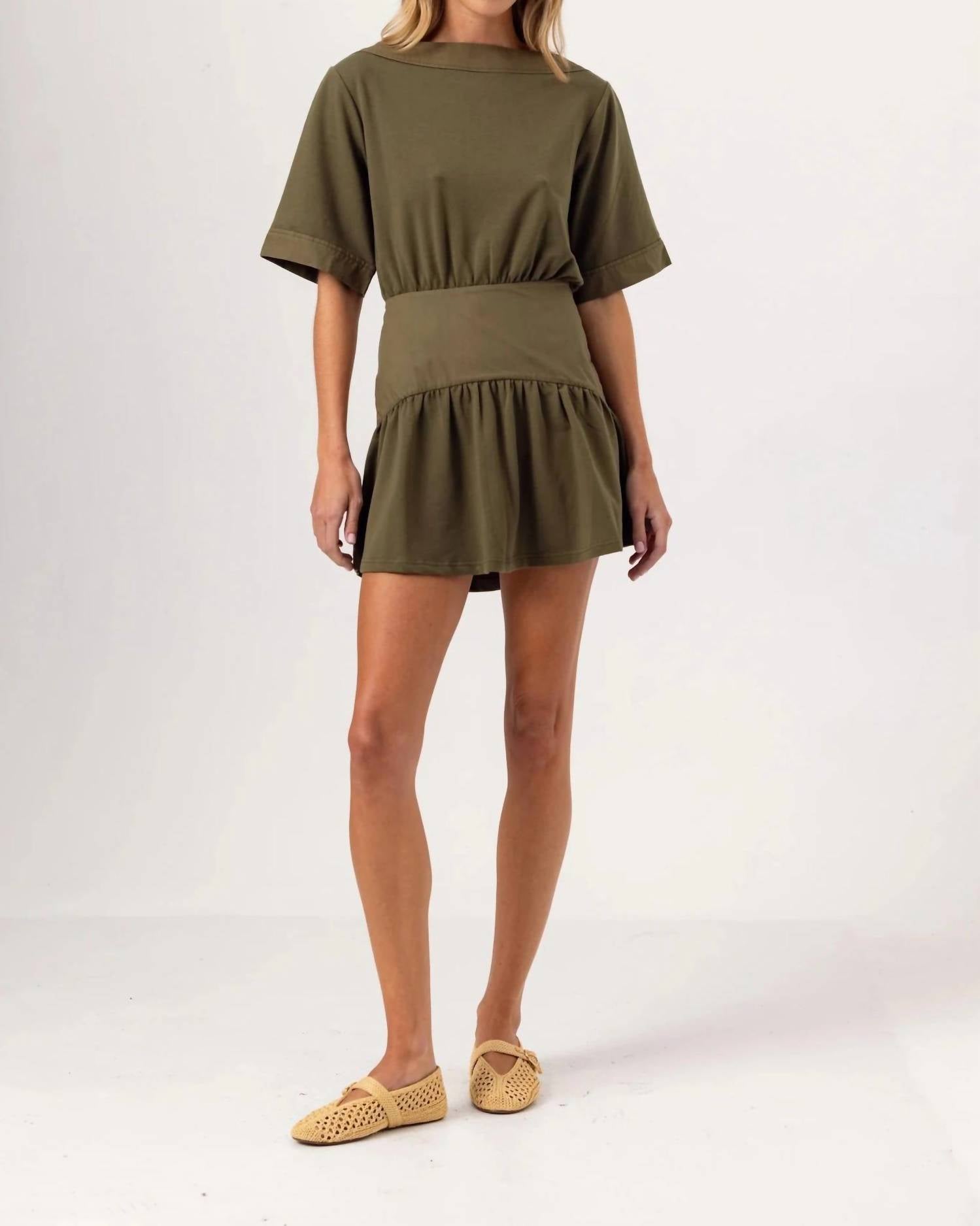 sundays Aveline Dress in olive - women's dress - detail view