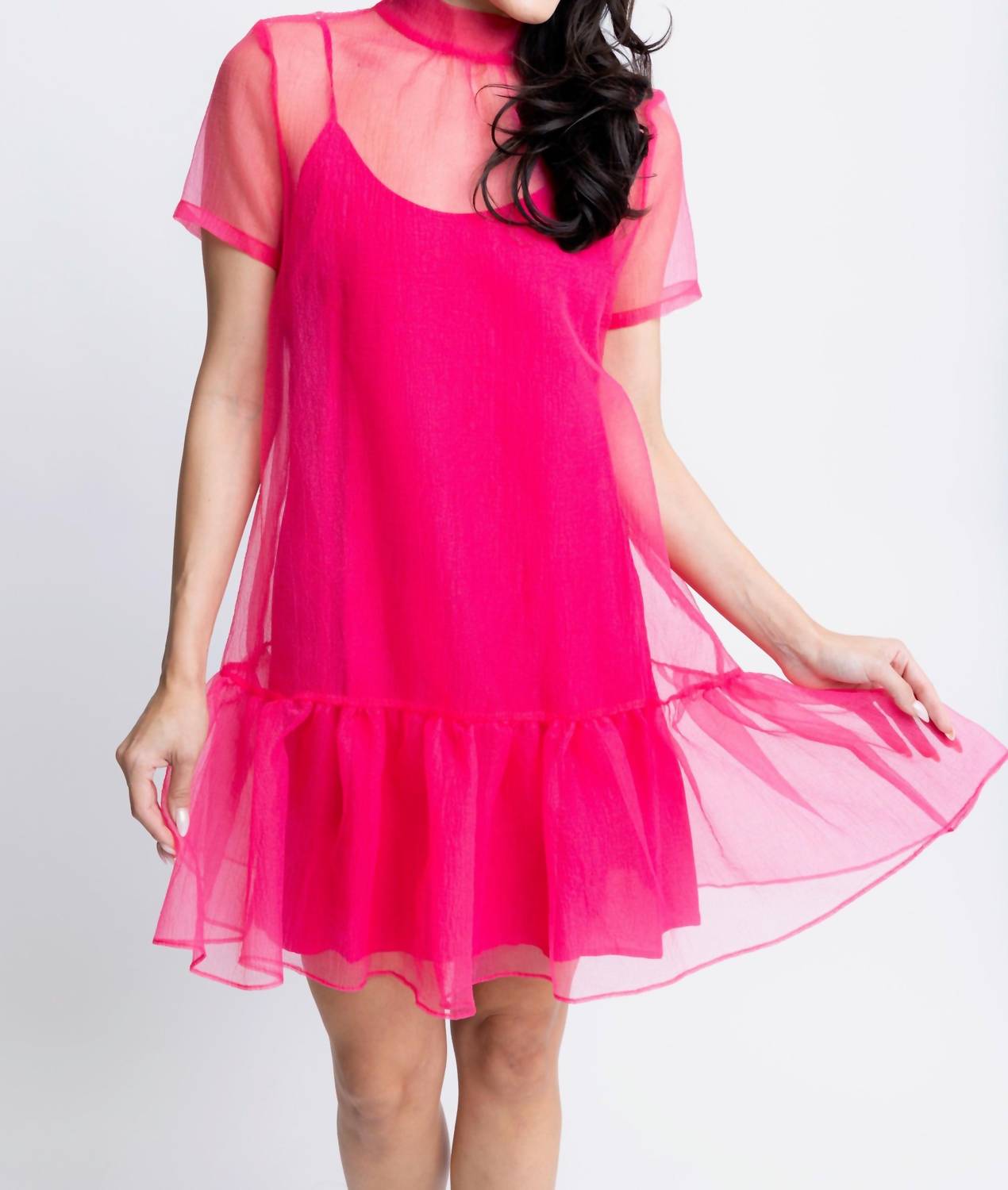 Karlie - Solid Organza Mock Bow Dress