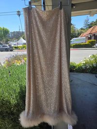 Rue Sophie - Women's Sequin With Feather Hem Skirt