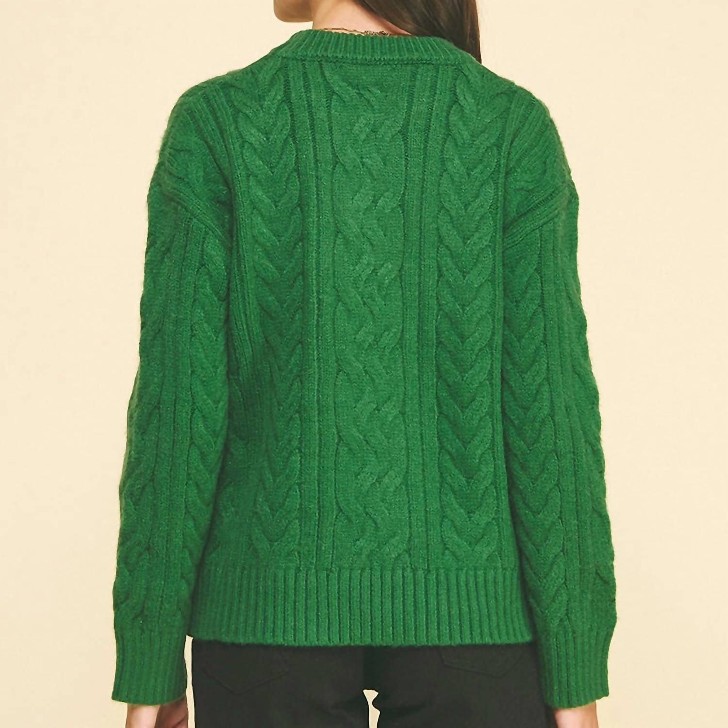 PINCH Cable Knit Sweater in green - women's sweater - view 4