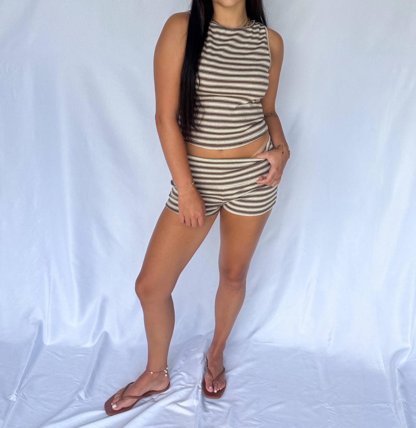 Pretty Garbage - The Iris Stripe Short Lounge Set