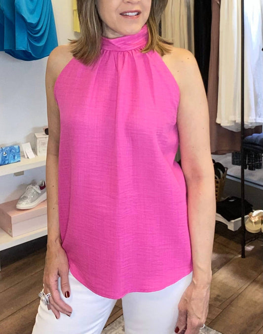 Ariella - Pleated Neck Halter Top