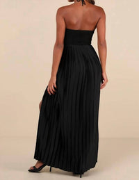 Lulus Certainly Poised Lace Halter Bustier Maxi Dress in black - women's dress - alternate view