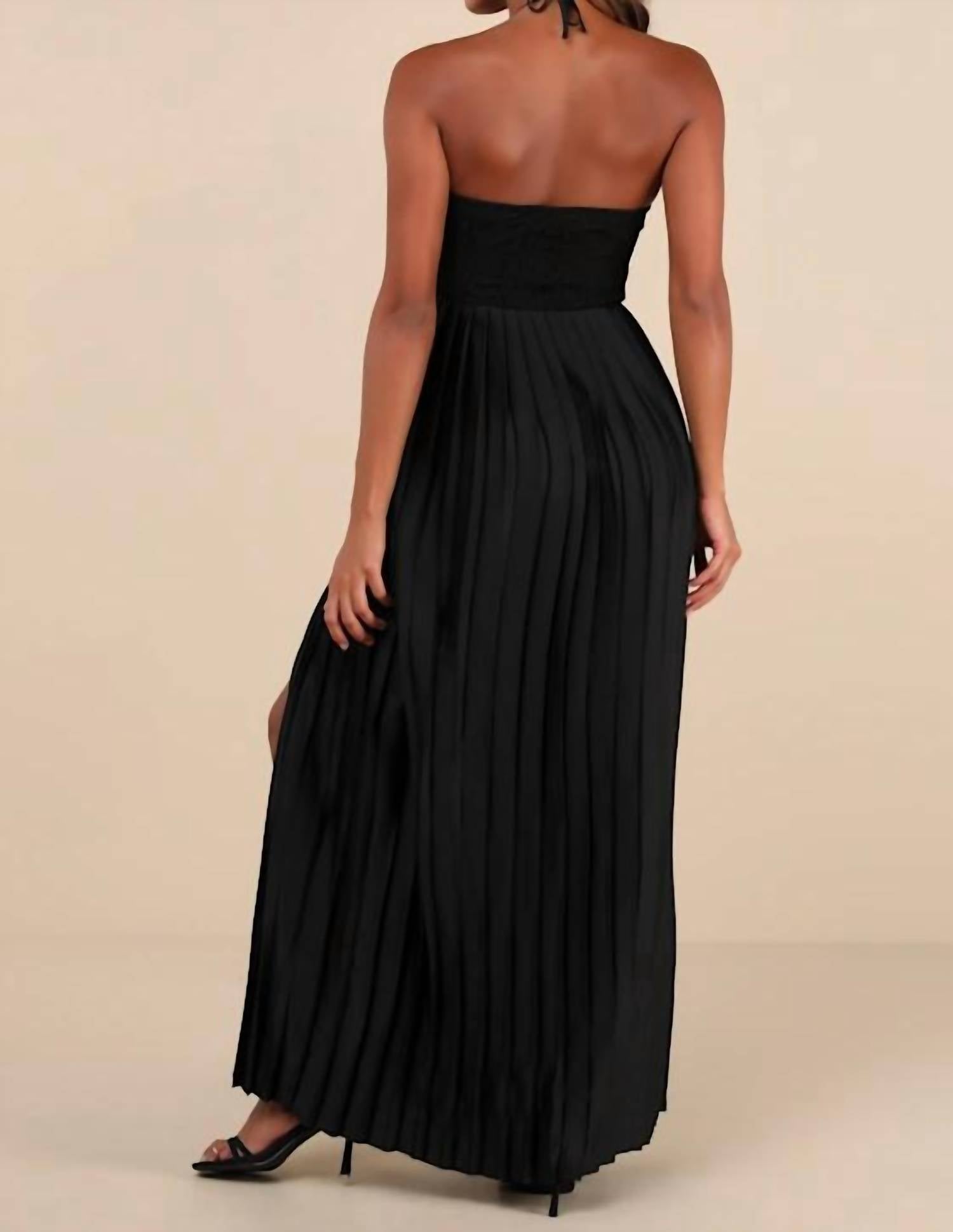 Lulus Certainly Poised Lace Halter Bustier Maxi Dress in black - women's dress - alternate view