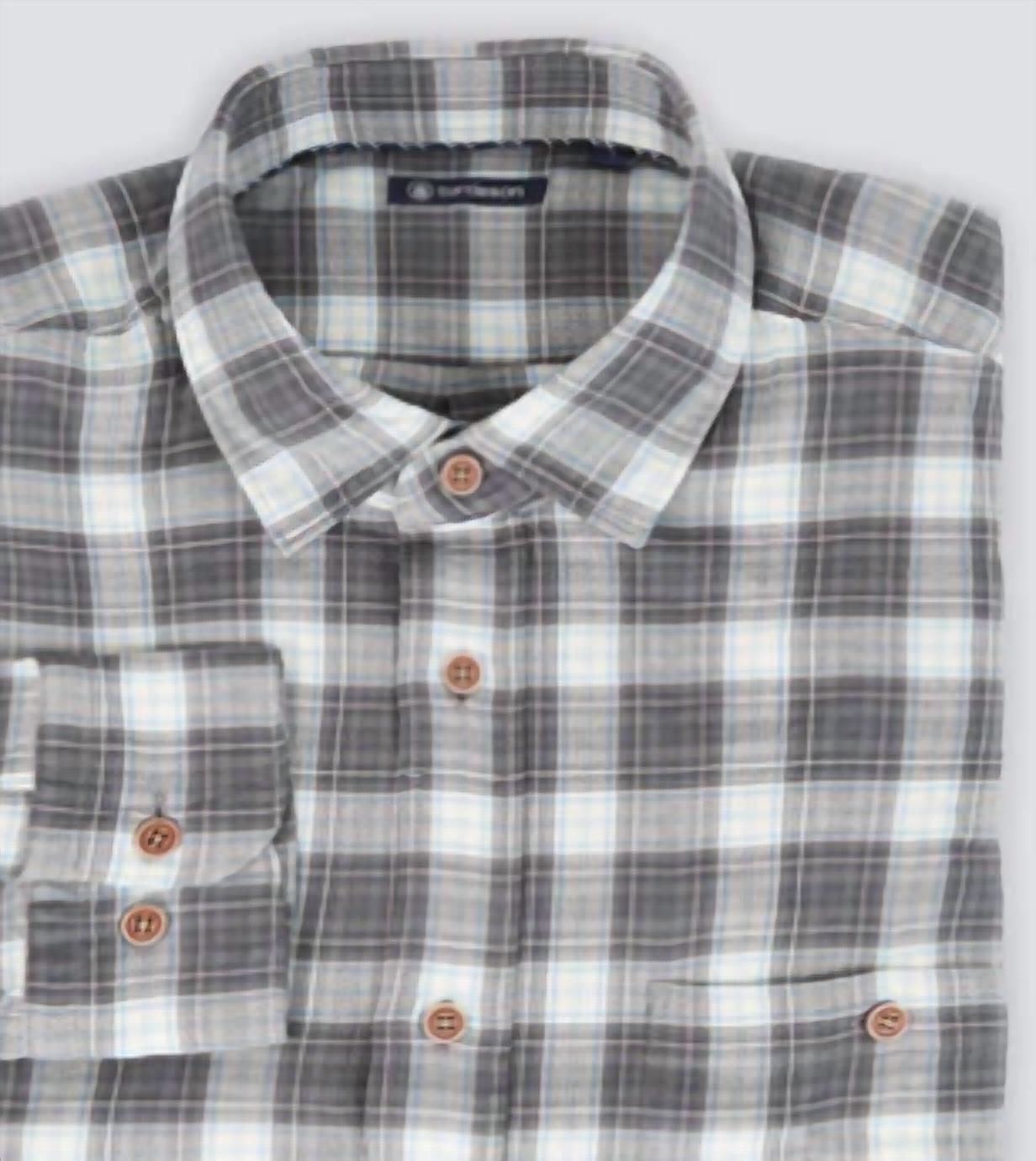 Turtleson Men's Olaf Brushed Twill Shirt in shadow - men's shirt - detail view