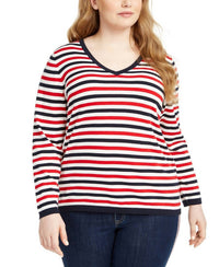Tommy Hilfiger Women's Ivy Sweater in red wht navy - women's long sleeve top