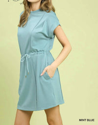 Umgee - No Lining Luxknit Pleated Short Sleeve Mini Dress