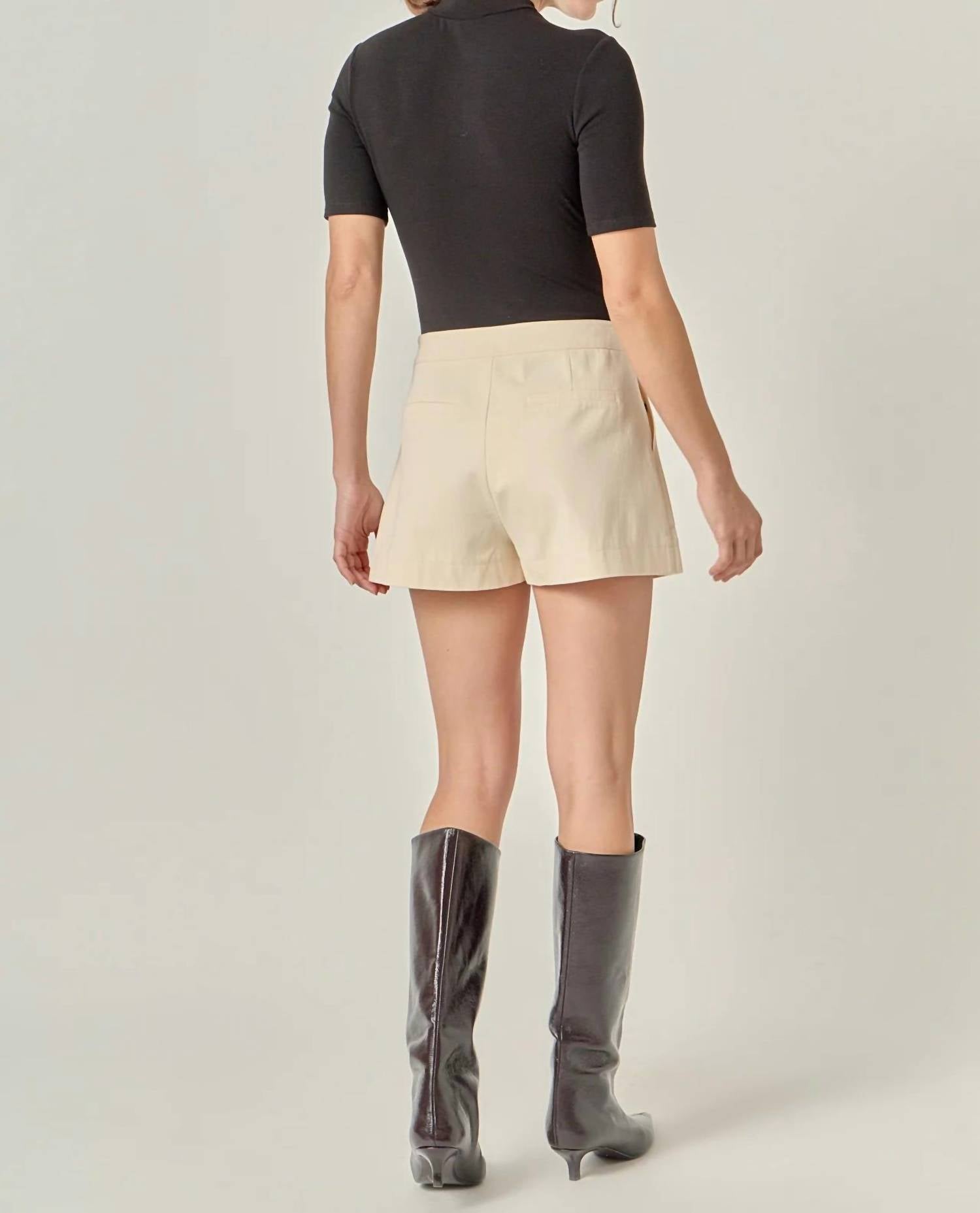 English Factory Collins Wrap Detail Mini Skort in cream - women's shorts - view 5