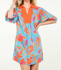 Thml - Puff Sleeve Flower Print Mini Dress
