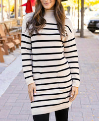 Grace And Lace - Striped Mock Neck Dress