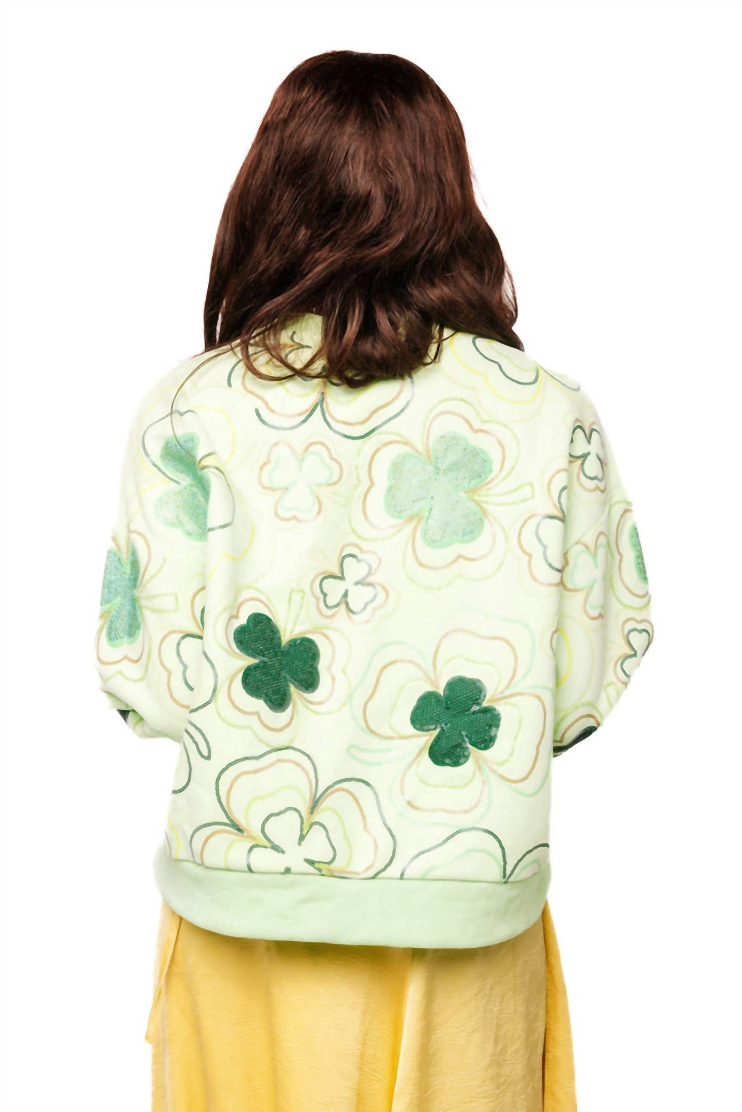 QUEEN OF SPARKLES Groovy Shamrock Sweatshirt in light green - women's top - view 4