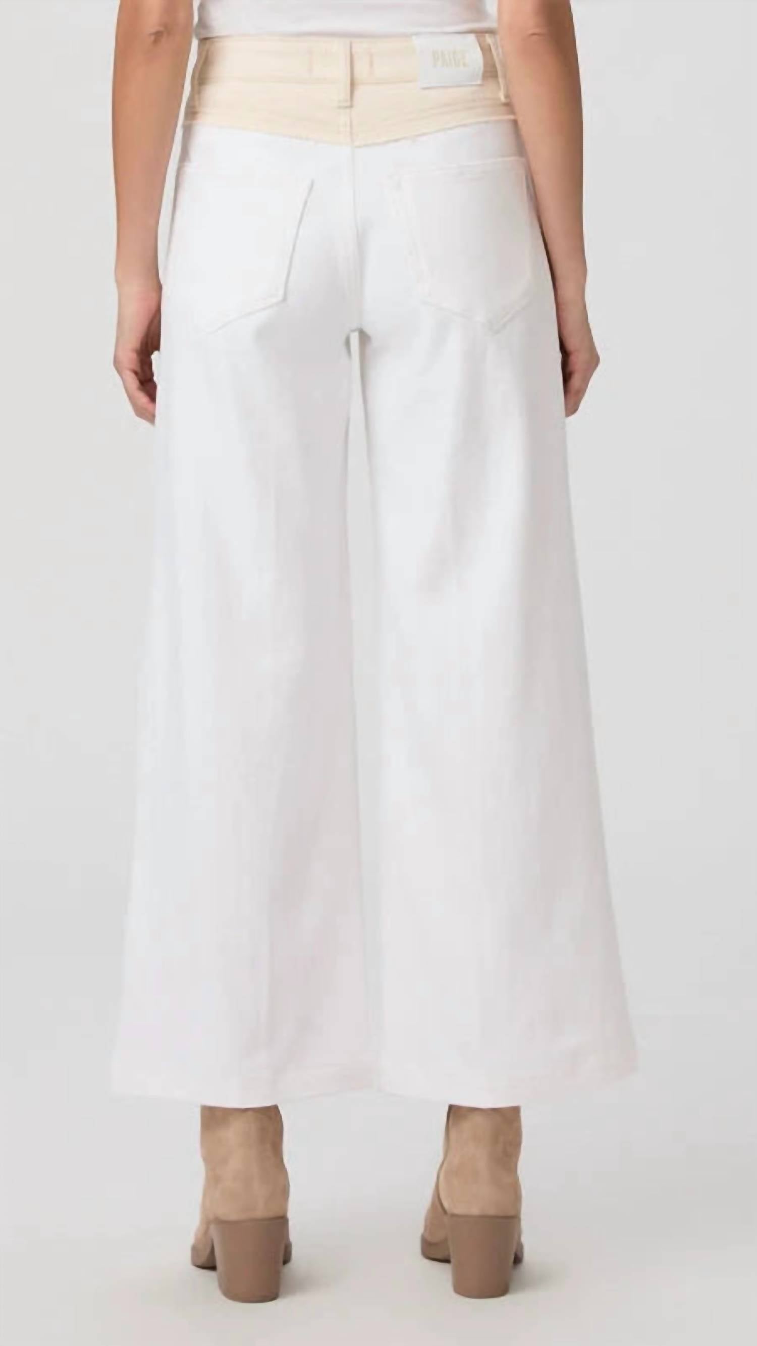 Paige - Harper High Rise Ankle With Contrast Raw Wide Leg Jeans