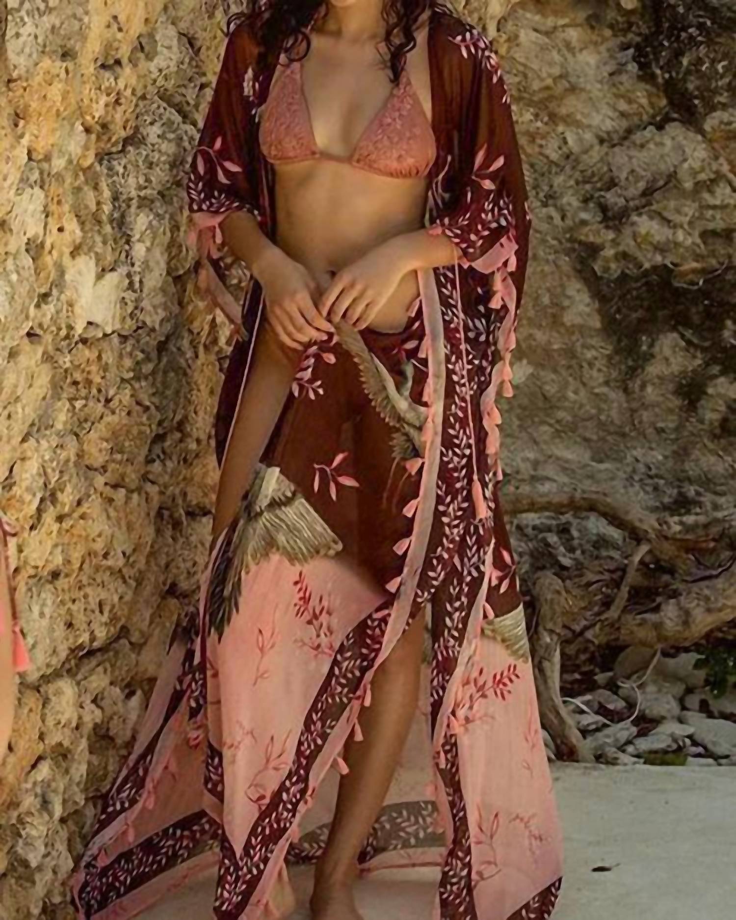 Agua Bendita - Sam Fringe Tunic Cover Up Maxi Dress