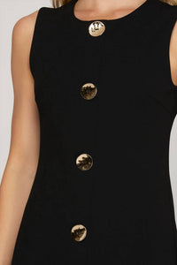 She + Sky - Drop Sleeve Knit Button Down Mini Dress