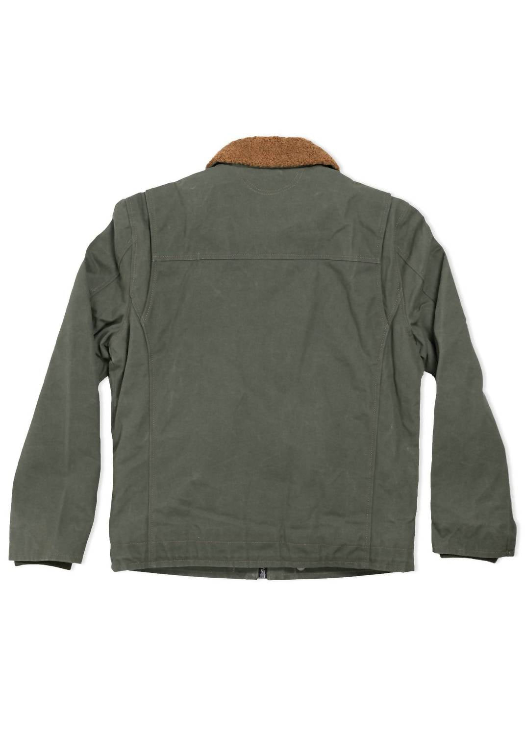 Iron & Resin Men's 1st Gen Waxed Nautilus Jacket in olive - women's jacket - detail view