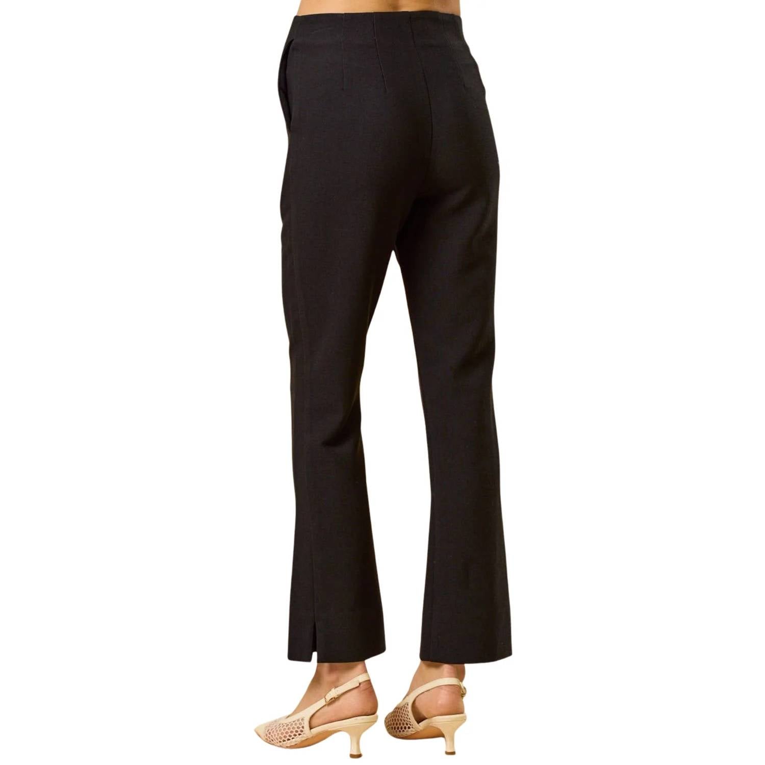 Lalavon - Trouser Pants With Side Slit And Button
