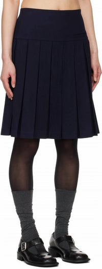 Shushu/Tong A-line Pleated Midi Skirt in navy blue - women's skirt - alternate view