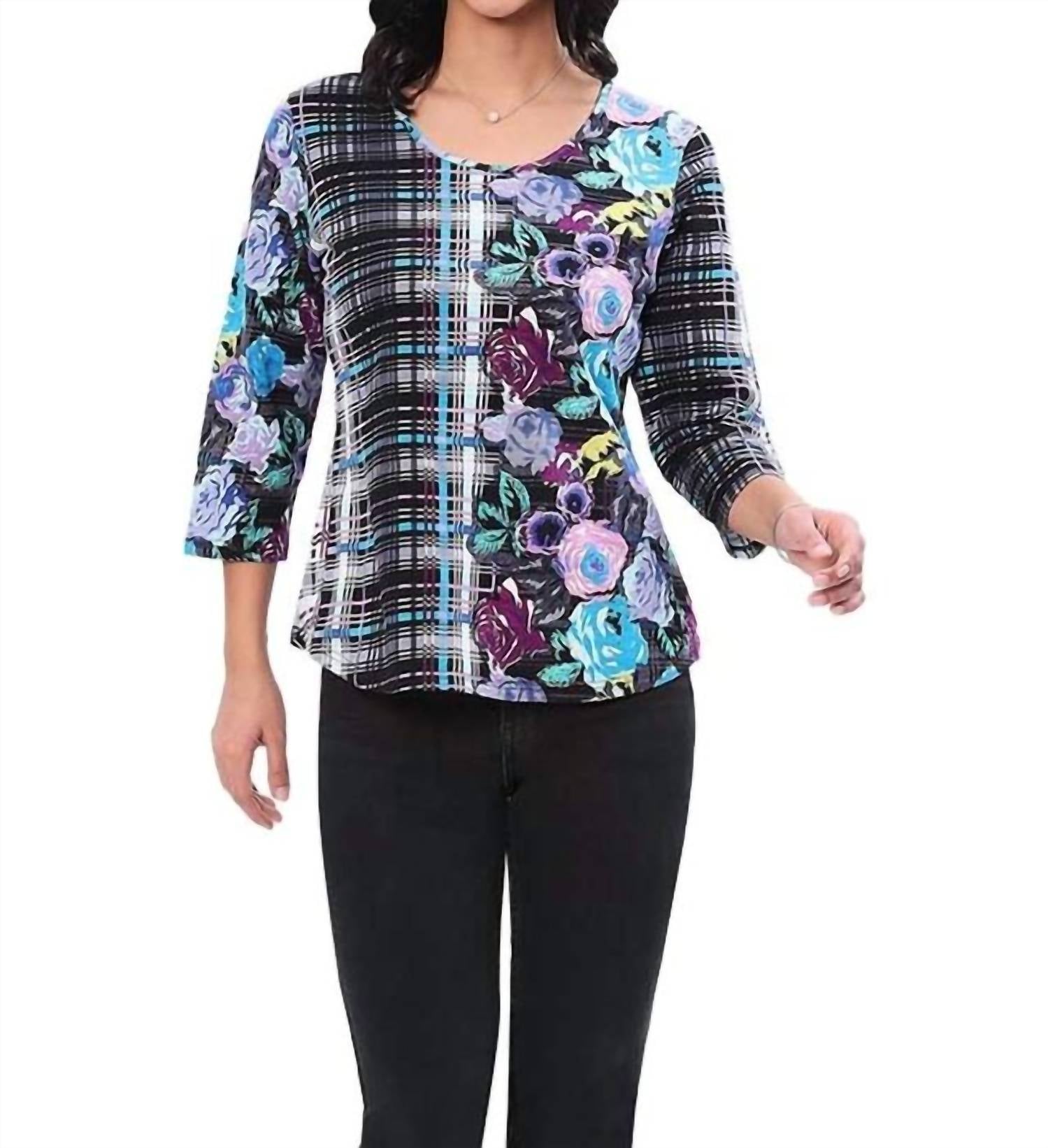 Parsley & Sage - Cotton French Terry Plaid Top
