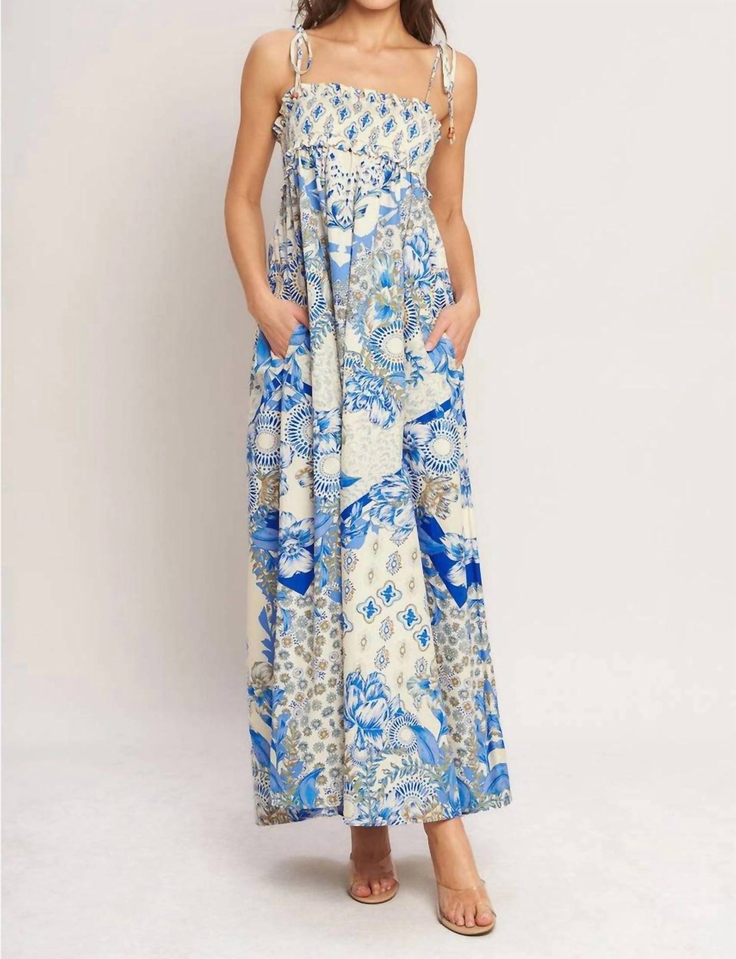 Flying Tomato - Smocked Bodice Maxi Dress