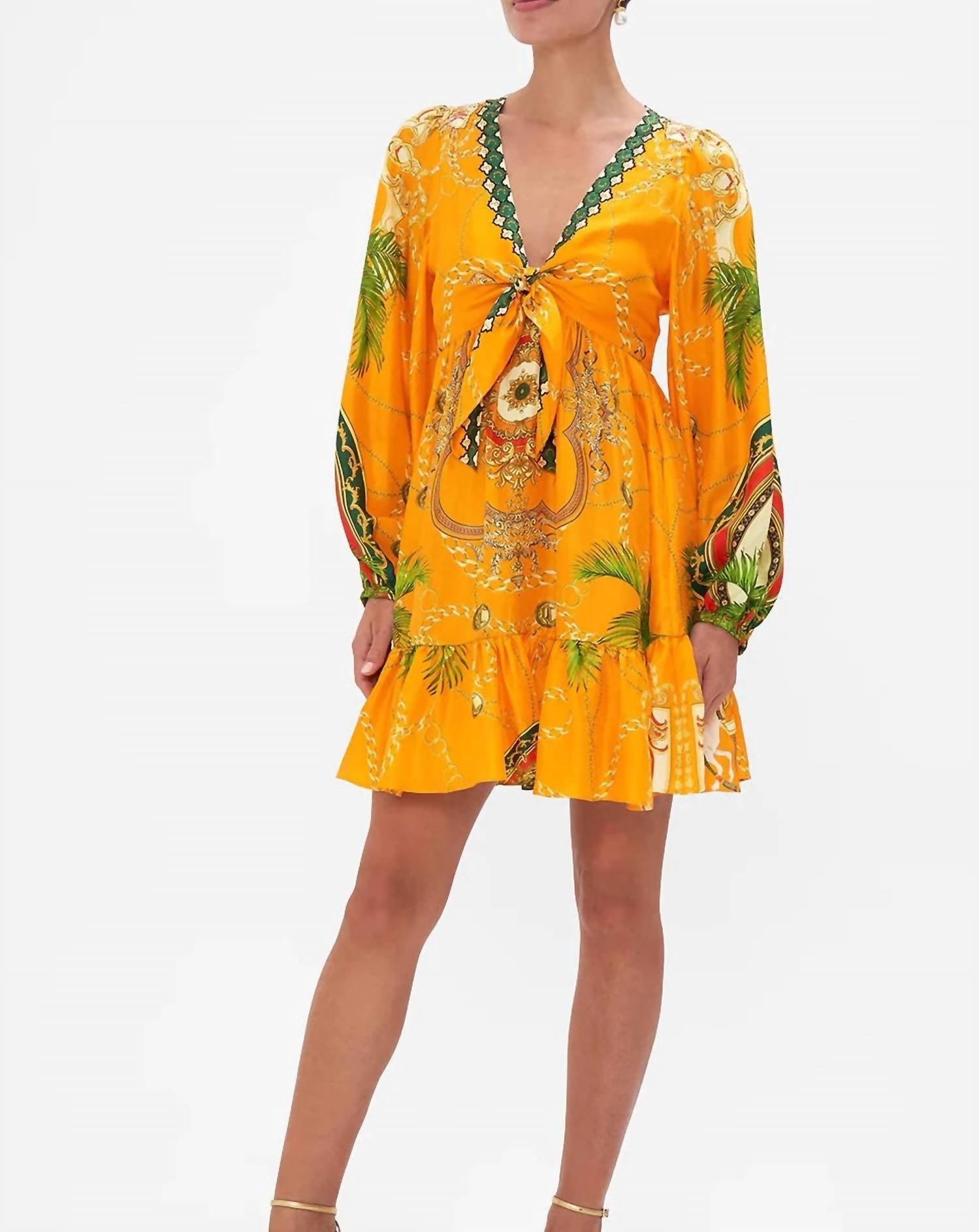 Camilla Women's Short Front Tie Blouson Dress in dancing with the bulls 1 - women's dress