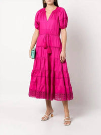 ALEXIS Raissa Tiered Dress in fuchsia - women's dress