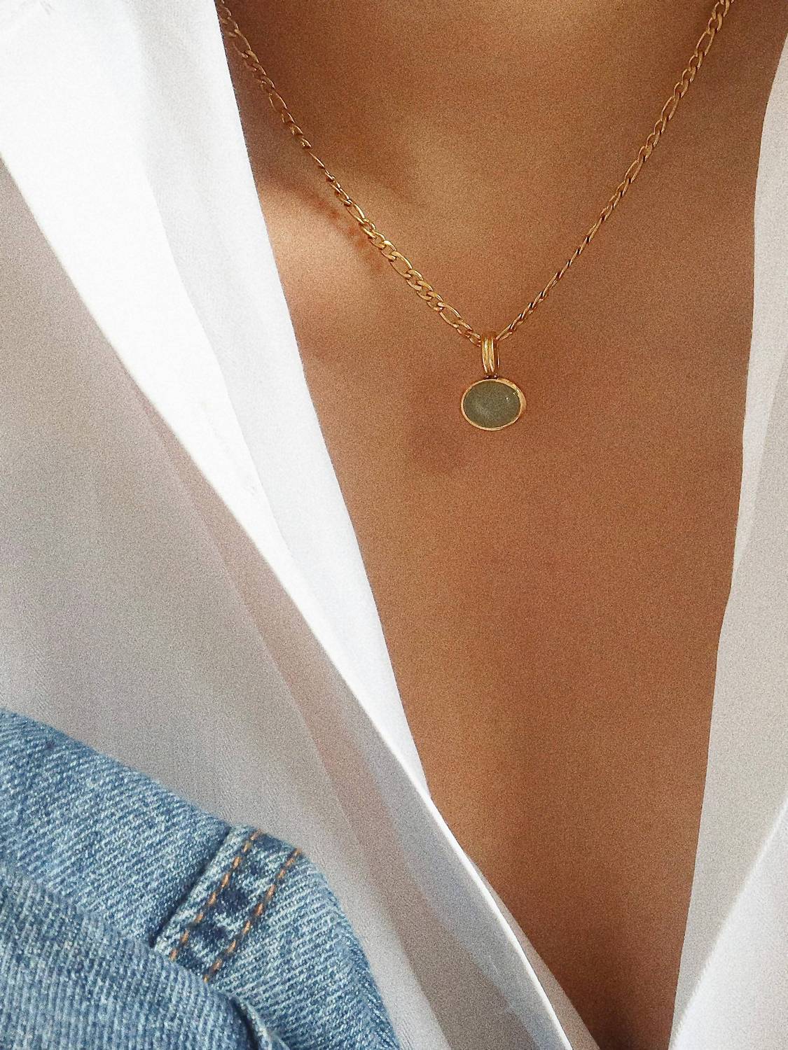 Flanerie By Maiq - Women's Stone Pendant Chain Necklace