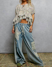 Pol - Floral Balloon Sleeve Woven Top
