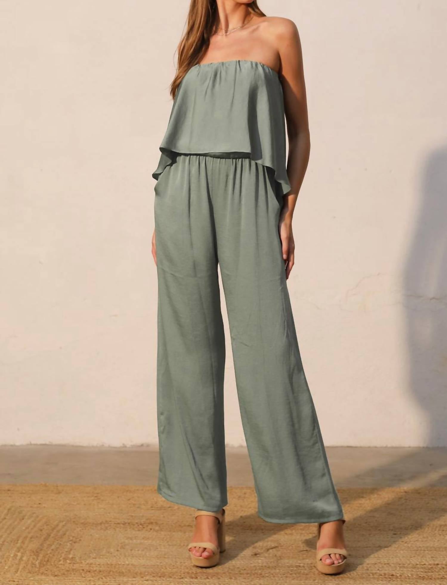 Kld. Signature - Satin Cascade Strapless Jumpsuit