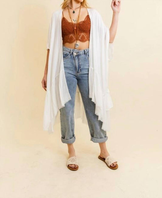 Leto - Ruffle Edge Bohemian Lightweight Flowing Kimono Wrap Cover Up